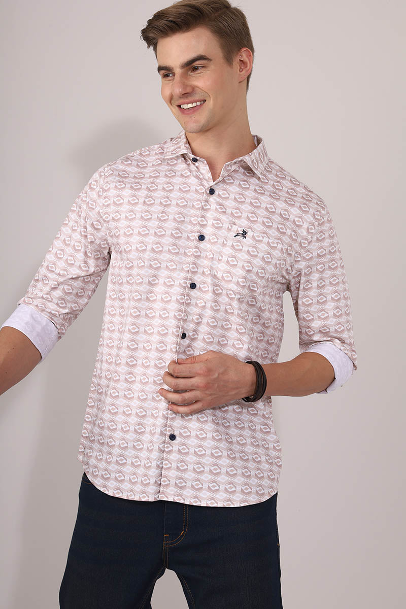 Beige Print Shirt