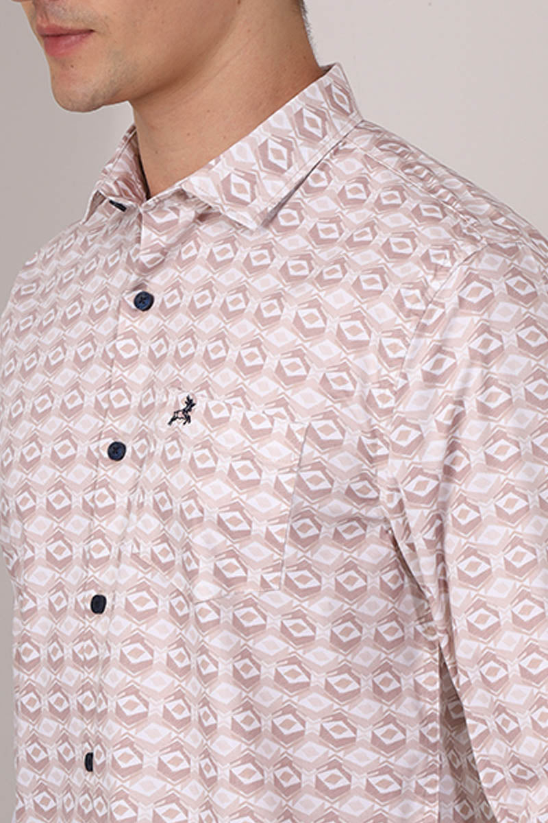 Beige Print Shirt