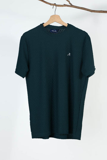 Self Design Green Plain T-Shirt