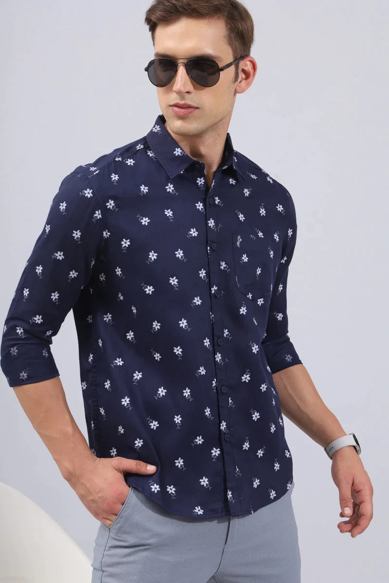 Navy Blue Print Shirt