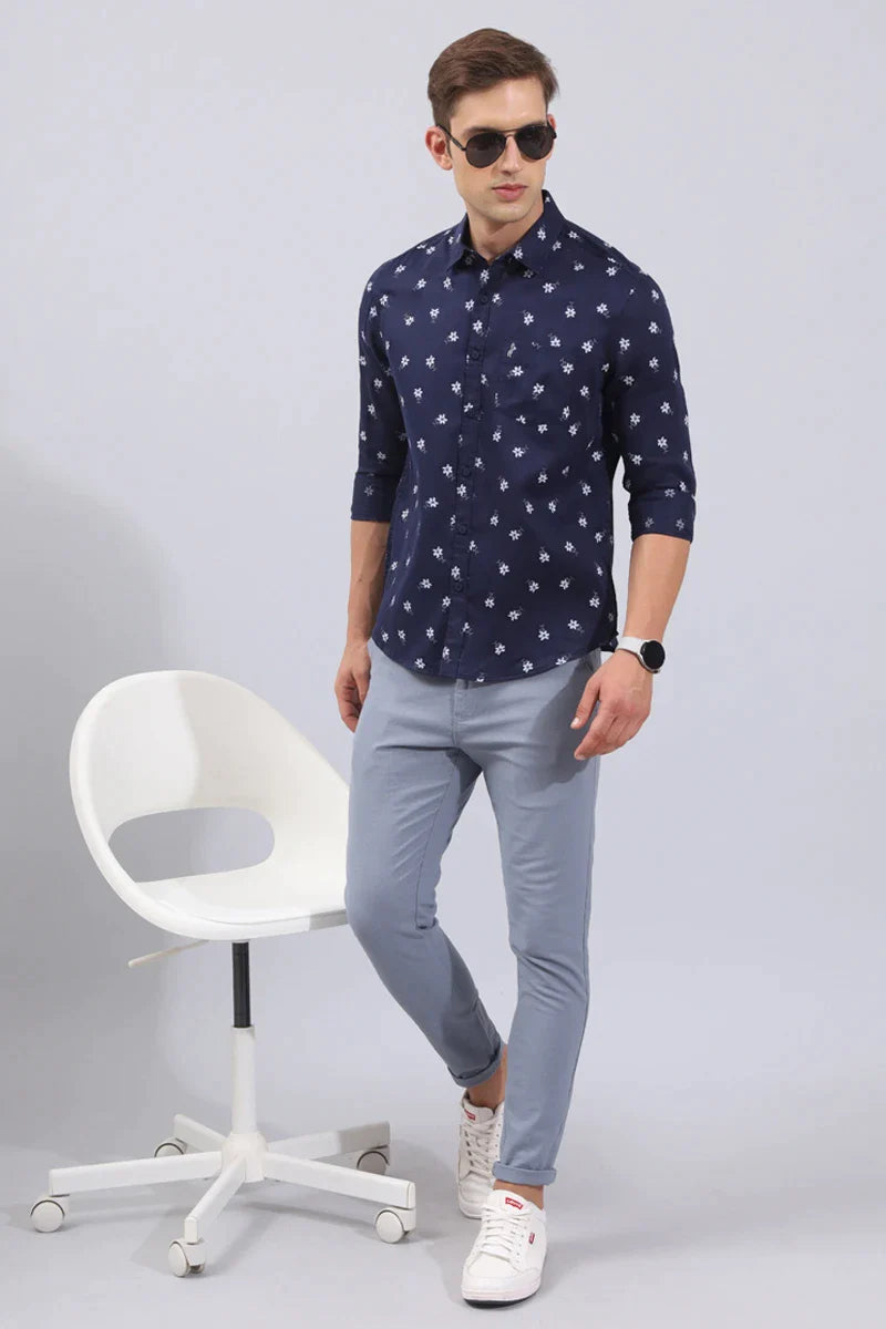 Navy Blue Print Shirt